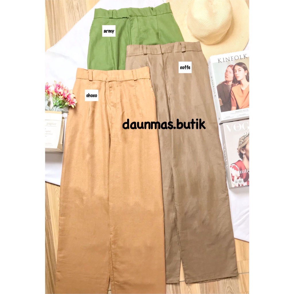 1KG MUAT 4PCS | WIDE LEG CULLOTES CELANA PANJANG HIGHWAIST LINEN HITS OOTD SELEBGRAM FASHION WANITA TERMURAH