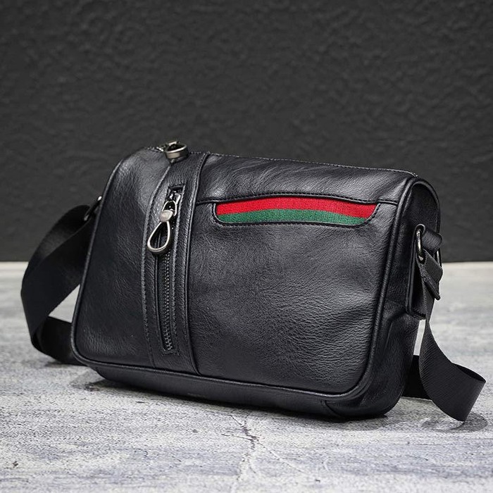 Ozuko 8963 Tas Sling Bag Pria Tas Slempang Pria Anti Air Usb Char RQ283  Leather Slingbag 3025