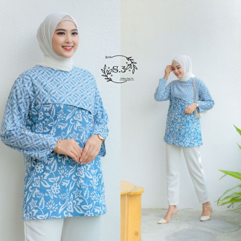 Blus Batik Kekinian - Tunik Batik Terbaru - Zara Blouse