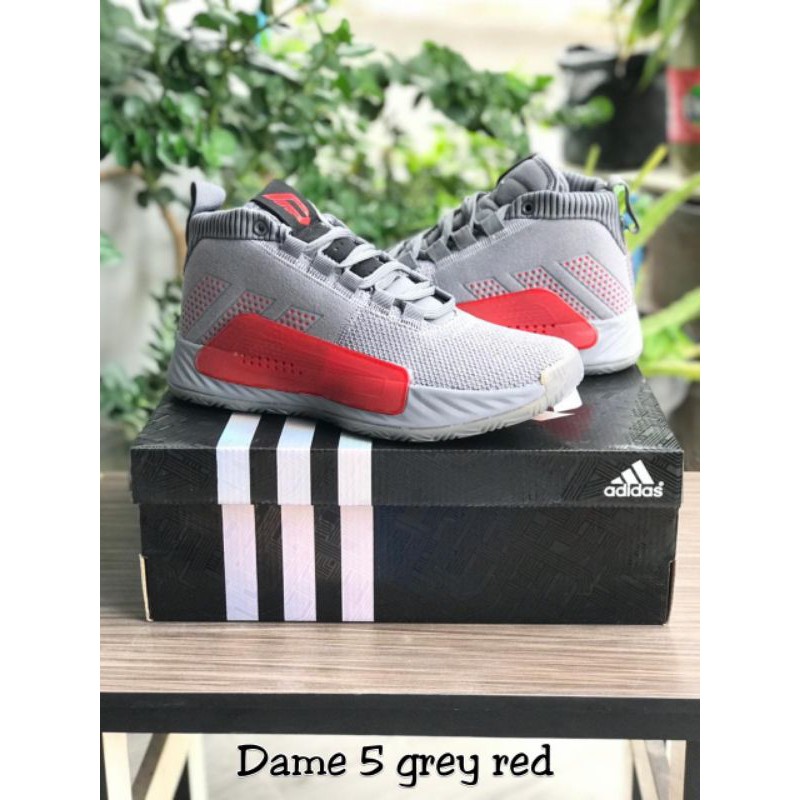 Sepatu Basket Adidas Dame 5 Grey Red