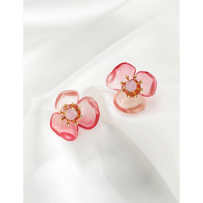 LRC Anting Tusuk Fashion Alloy Resin Transparent Flower Earrings K39451
