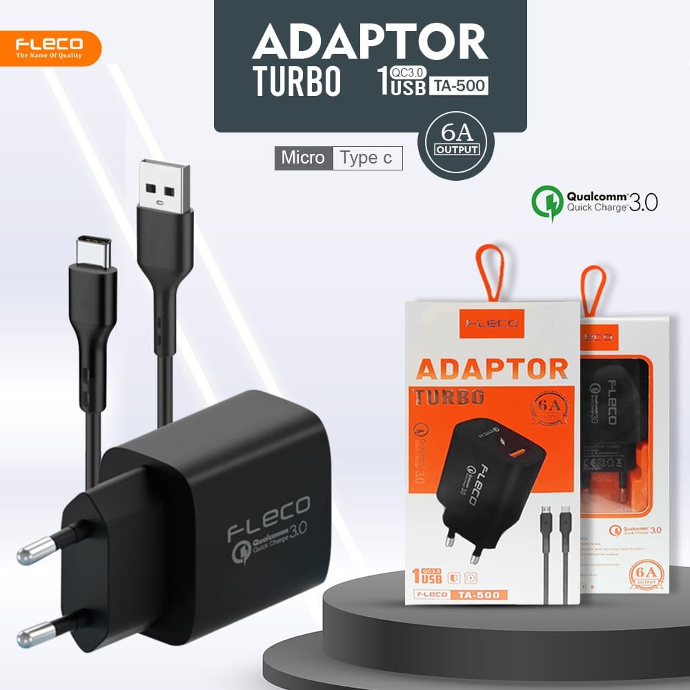 promo Adaptor Charger FLECO TA-200 Qualcomm 3.0 Quick Fast Charging ORIGINAL FLECO TA300 DAN TA500 MICRO DAN TYPE-C