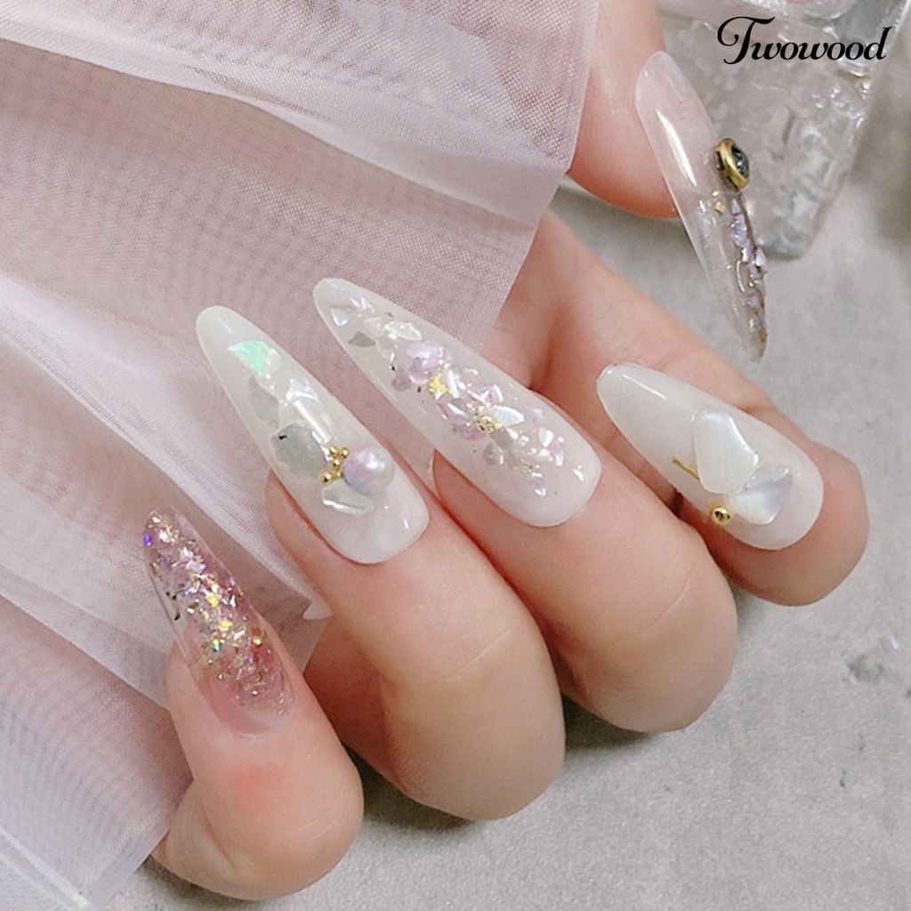 Twowood 1 Kotak Batu Kerang Warna-Warni Untuk Dekorasi Manicure / Nail Art