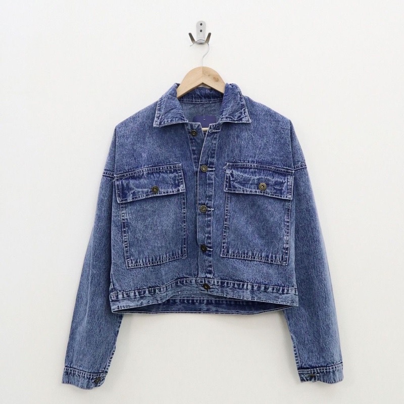 LOOSE JAKET JEANS OVERSIZE // JAKET JEANS CROP WANITA