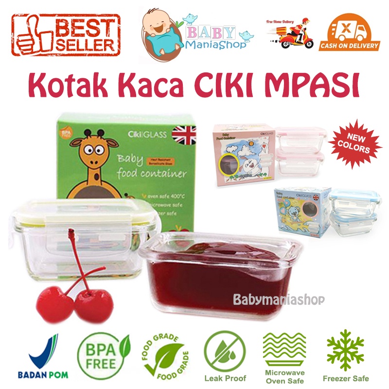 Kotak Kaca MPASI 150ml 2in1 dan 370ml Ciki HARGA GROSIR Kotak Makan Kaca Bayi Food Container MPASI