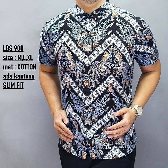 LBS 900 HEM KEMEJA BATIK PRIA SLIM FIT LENGAN PENDEK LUIGI BATANI