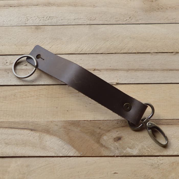 Gantungan kunci kulit asli leather keychain hook bronze - PHKC027