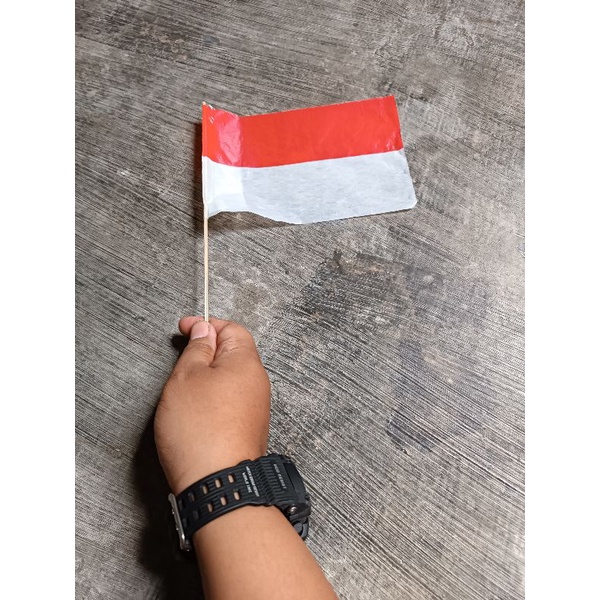 BAHAN KAYU + PLASTIK ISI 10 BENDERA TANGAN / PAWAI ANTI AIR