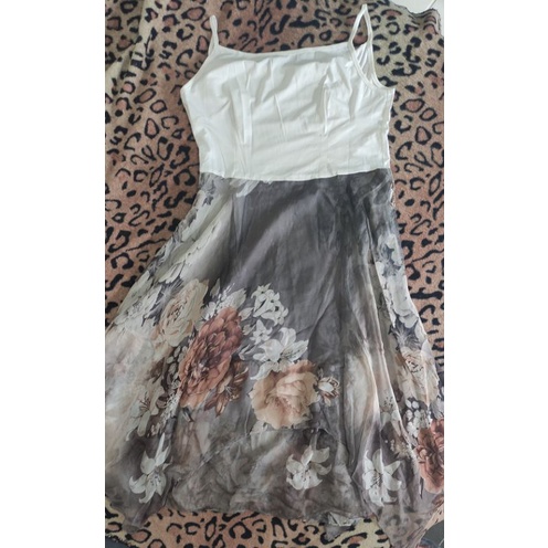 Dress OL  overall bunga bunga sifon