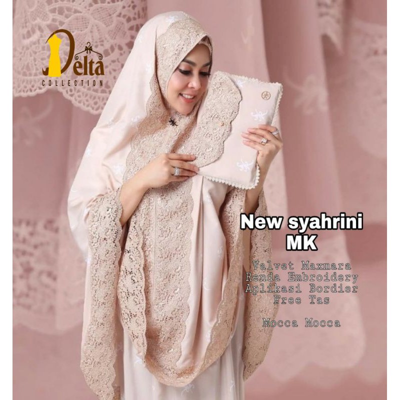 NEW SYAHRINI MUKENA MAROON MUKENA VELVET BORDIR BUNGA + RENDA