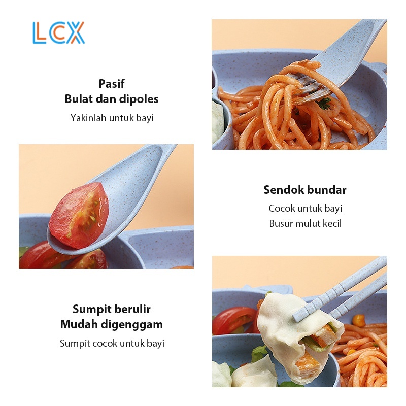 LCX Set Peralatan Makan Anak Sendok Garpu Anak Mangkok Tempat Makan Bayi Piring Makan Anak