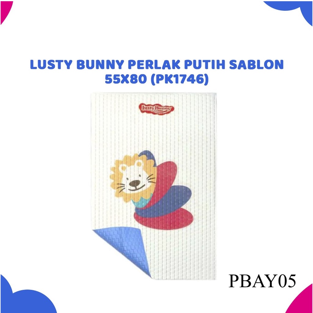 PBAY05 LUSTY BUNNY PERLAK  DASAR PUTIH SABLON 55x80cm pk1746