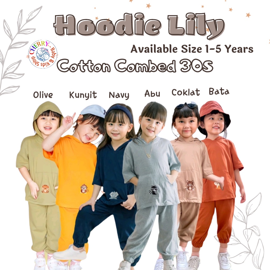 Setelan Anak Unisex Hoodie Lily Oversize Mix Warna Size 1-5Tahun SMILEE CBKS S23