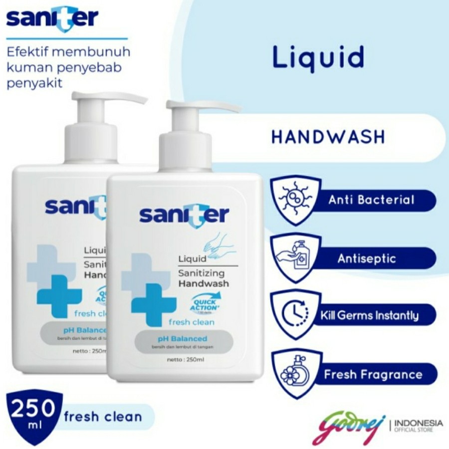 Saniter Liquid Sanitizing Hand Wash Fresh Clean 250 Ml Twin Pack