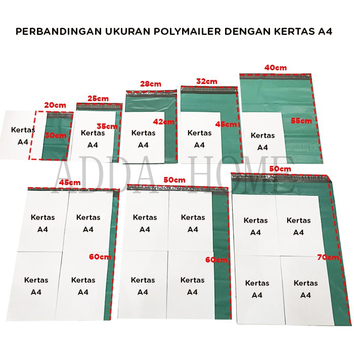 Adda Home - Polymailer Plastik Packing Kemasan 20x30 cm Hijau Tua (100pcs)