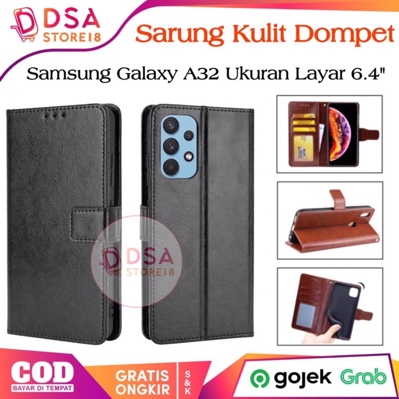 Case Samsung A32 / Casing Samsung A32 4G / 5G Leather Case Flip Cover Wallet Dompet Hp Casing Kulit