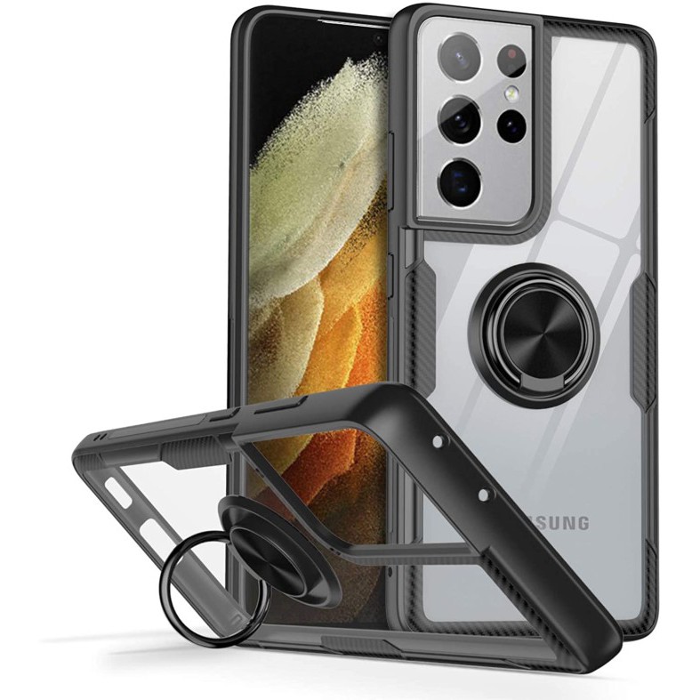 Casing Clear Ring Shockproof Magnetic Case Samsung Galaxy S21 Ultra