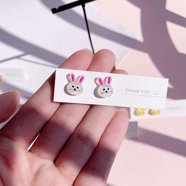 925 Earrings Female Cartoon Small Student Ear Clip 2021 New Small Fresh Girl Mini Small Colorful Fashion Accessories Jewelry