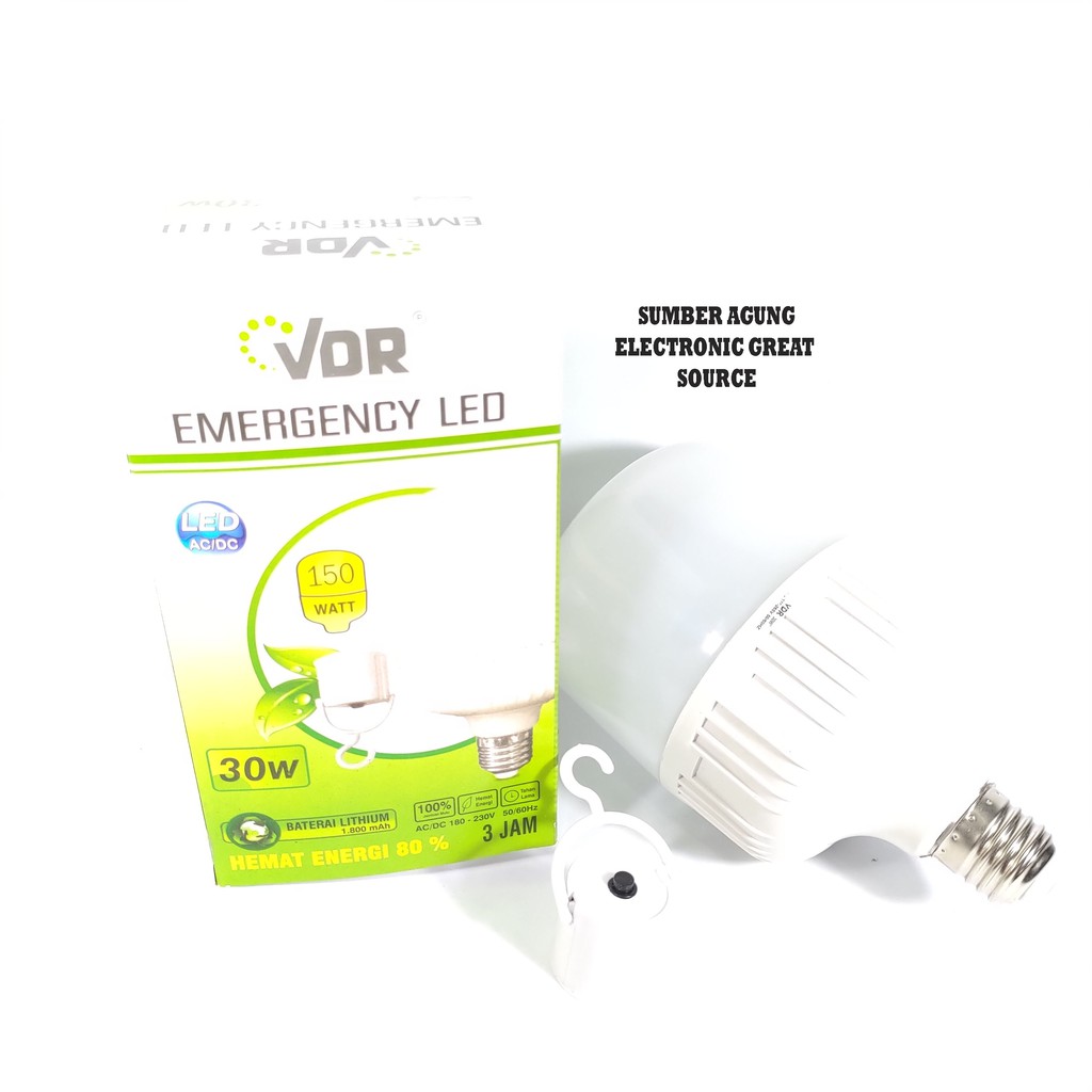 VDR Emergency LED 30W Terang AC DC Lampu Darurat Tahan 3Jam 1800mA