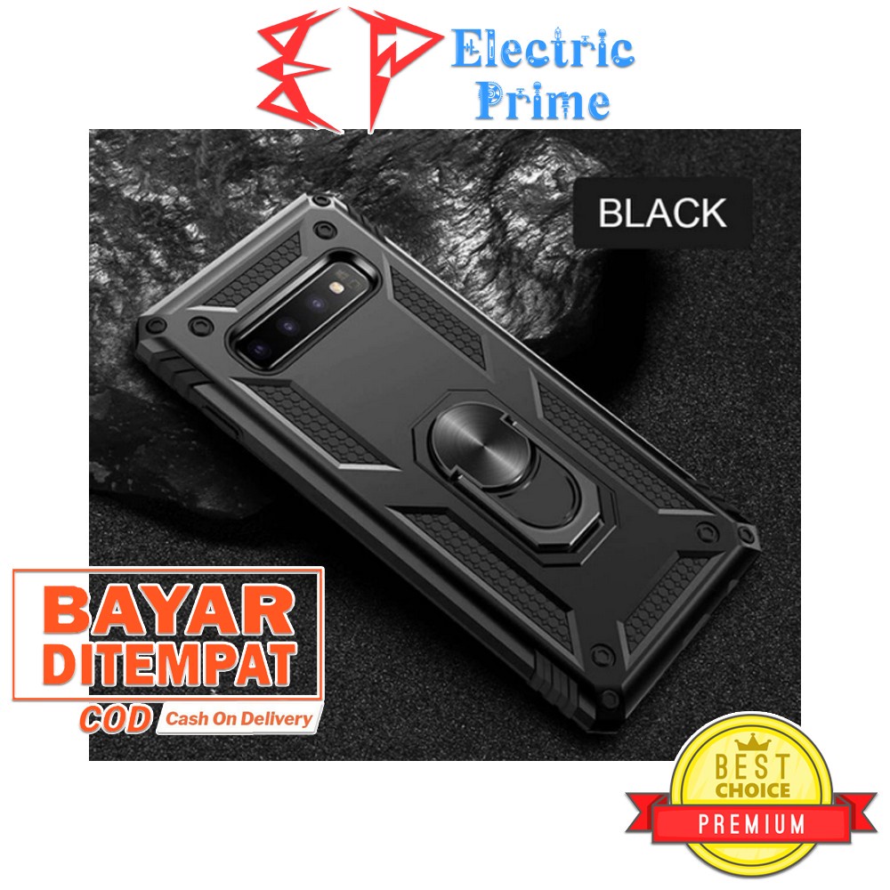 Case Samsung Galaxy S10 Plus Casing Metal Kickstand Stand Car Holder Magnetic Ring