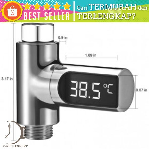 Shower Thermometer Flow LED Display Shower Mandi - ZhiNuan BD-LS-01 Silver