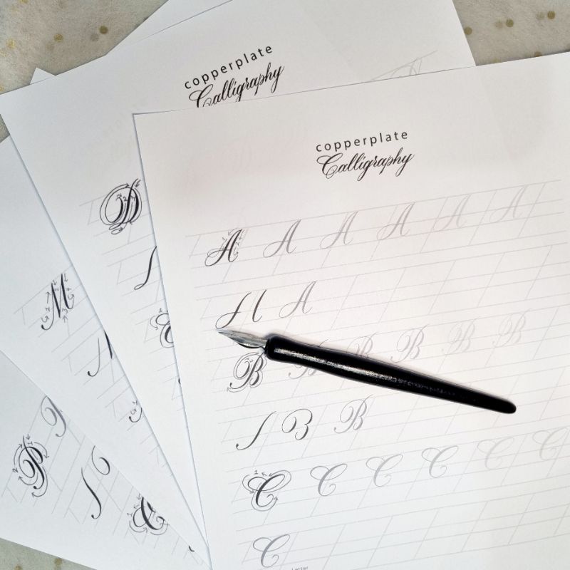 

Paket Calligraphy Copperplate Script Kertas Latihan Worksheet // Dimino
