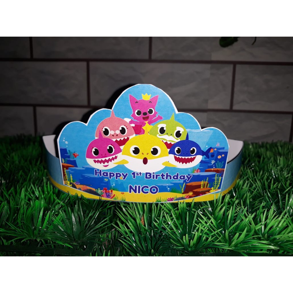 TOPI ULTAH ANAK KARAKTER BABY SHARK