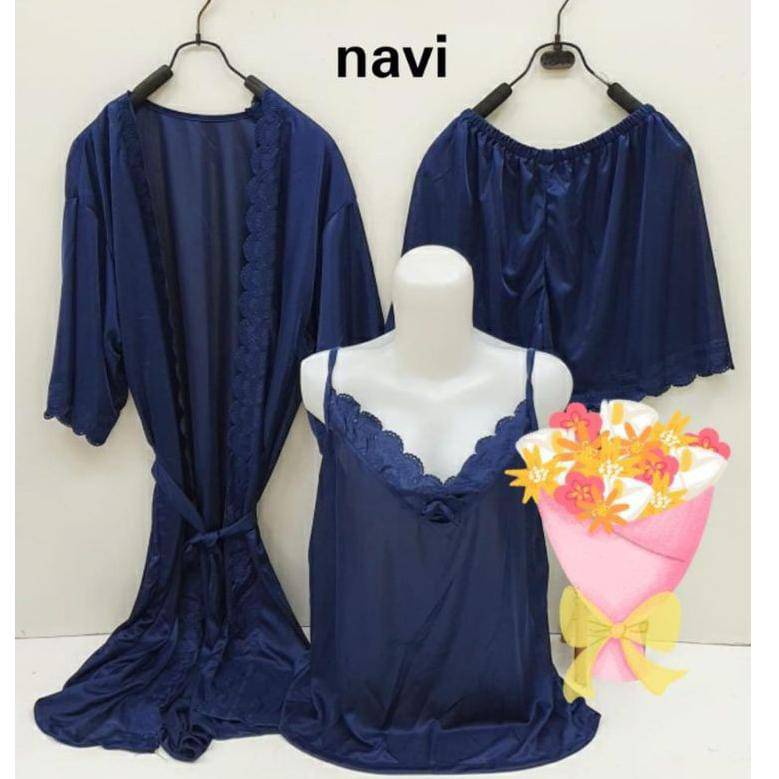 Hotpent Kimono HP Rangkap Baju Tidur Wanita Bahan tricot