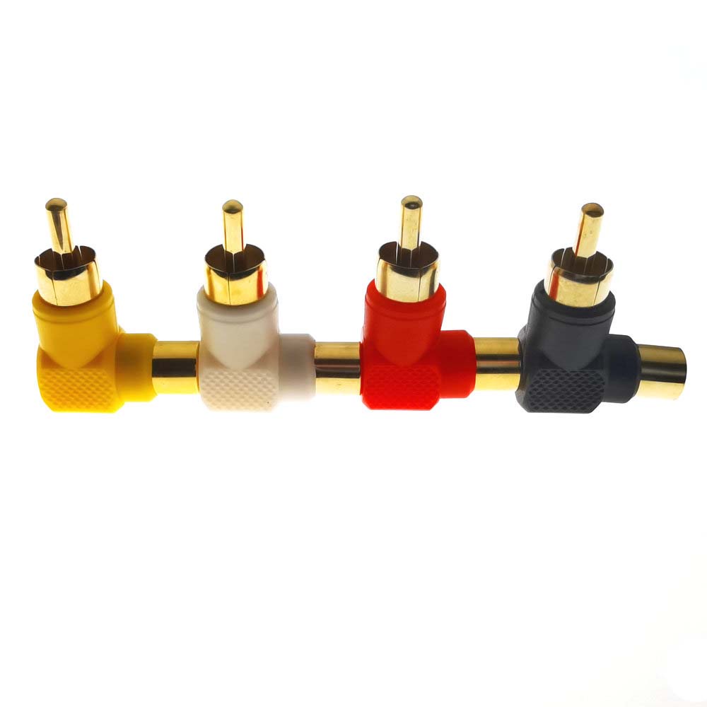 QUINTON 4PCS Audio Adapter Amplifier RCA Connector Plug RCA Adapter 90 Degree RCA DIY Right Angle Durable Converter Male To Female