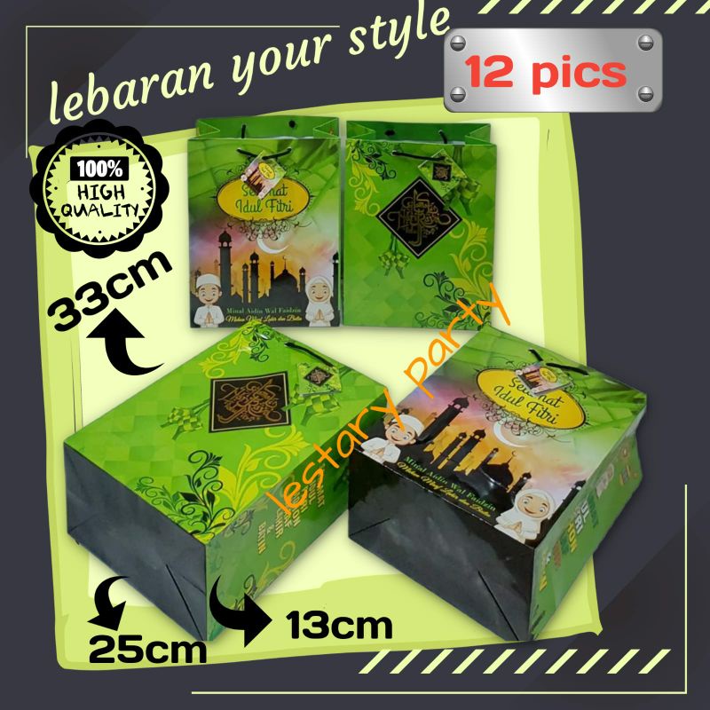 

High Quality & Exclusive {12 Pcs} Paper Bag Motif Lebaran / Paper Bag Bingkisan Lebaran Bahan Tebal