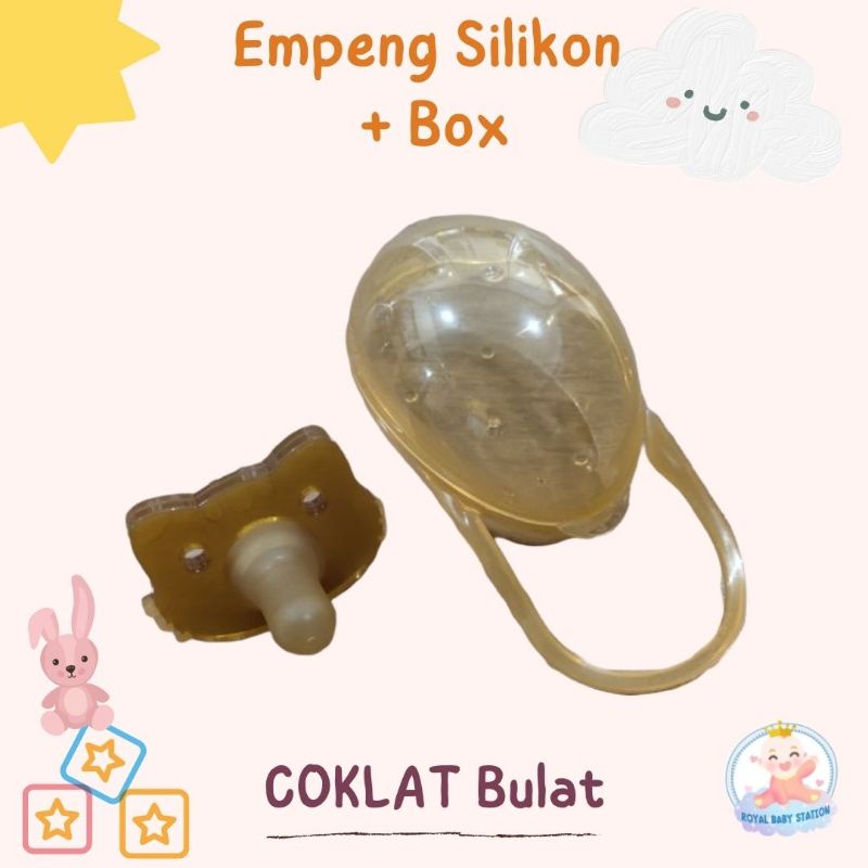 2in1 Premium Dot Empeng Bayi Silikon Hijau Coklat Bulat Gepeng mulai 0 bulan Premium Free Box BPA Free-Dot coklat bulat