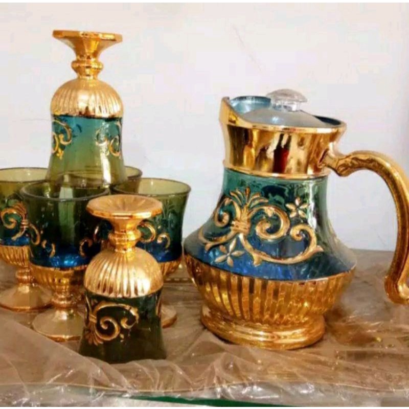 Set Teko Shinil / Set Teko dan Gelas Shinil Kecil / Teko Arab Eskan Set / Set Teko Arab