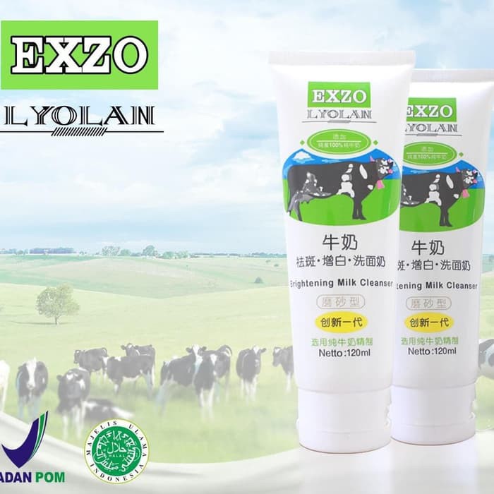 EXZO LYOLAN WHITENING MILK CLEANSER FACIAL FOAM ORIGINAL BPOM