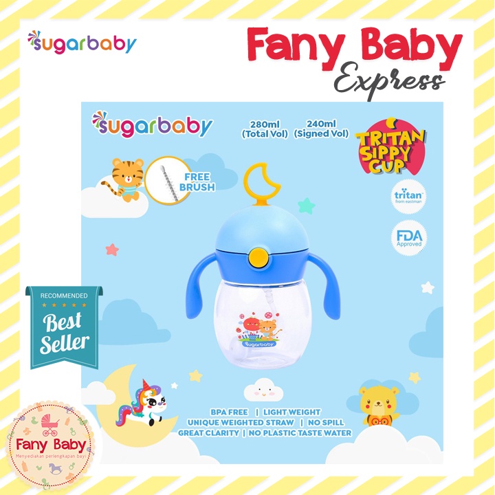 SUGAR BABY TRITAN SIPPY CUP MOON / 9 MONTH [240ML / 280ML]