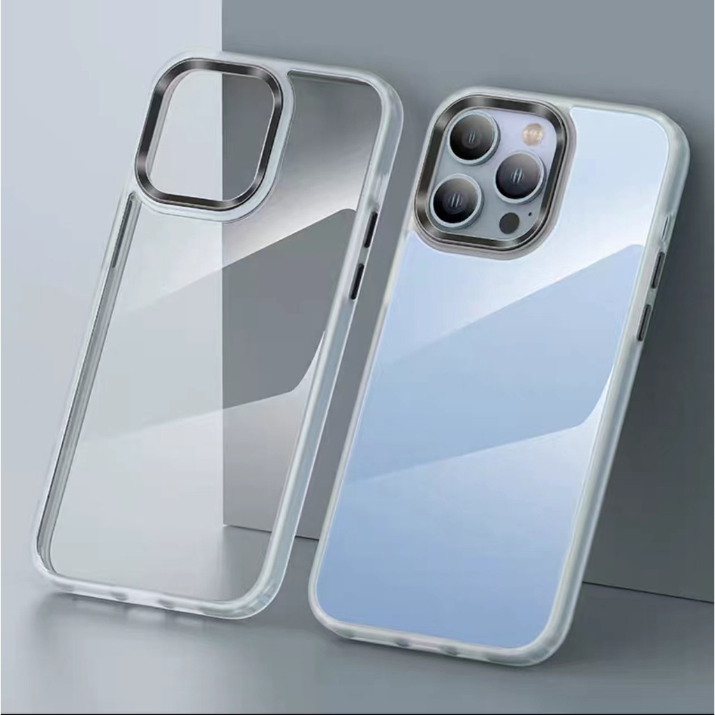 Phone case Metal Camera + Metal Button for iPhone 14 12 13 14 Pro Max Transparent Acrylic iPhone 14 Max Hard Case