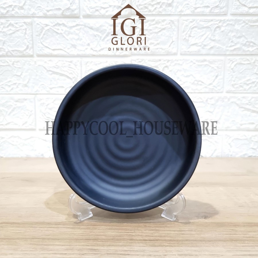 Glori Melamine Piring Dessert 6 inch Korean Jepang Banchan Kimchi Cake Plate G5306 - Hitam Melamin