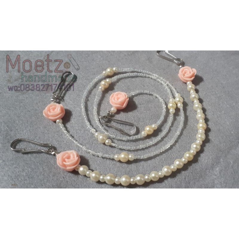 set konektor dan kalung masker / strapmask mawar