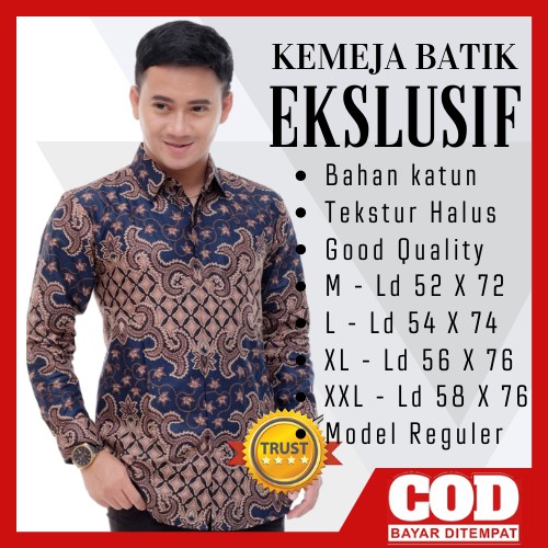 BISA COD Batik Lengan Panjang BATIK DANABRATA PRIA LENGAN PANJANG REGULAR size M L XL XXL Katun ADEM