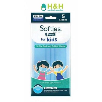 Masker Earloop 3 ply Anak / Masker Earloop Softies Kids/Masker Anak