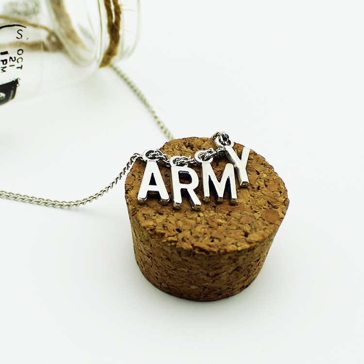 【COD Tangding】Kpop Necklace Bangtan Boys ARMY A.R.M.Y Pendant Charm Jewelry