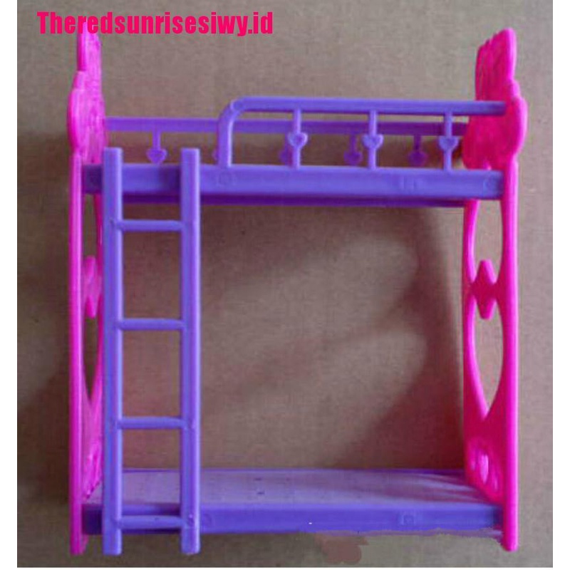 【Theredsunrisesiwy.id】Fashion 1 Set 1/6 Dollhouse Beds With Ladder Bedroom Furniture