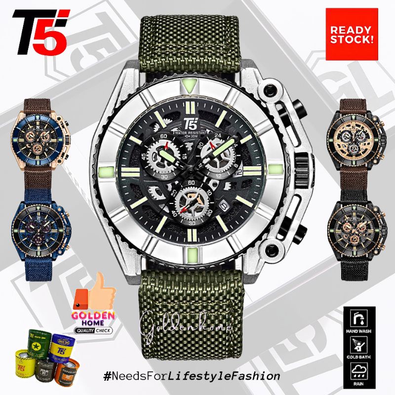 JAM PRIA T5 ORIGINAL 100% H3797 H3797G 3797 CHRONOGRAPH FREE GIFT/HADIAH TAHAN AIR 3ATM BERGARANSI F