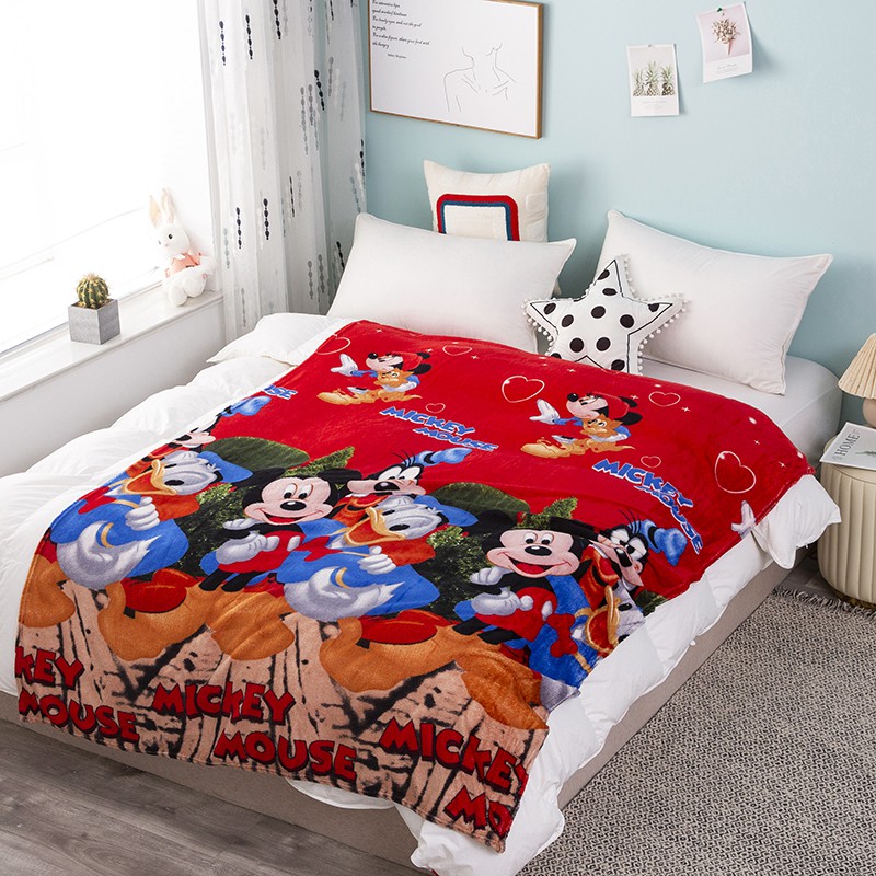 COD - HK - Selimut Karakter Bulu Halus Jumbo 150x200cm - Selimut Jumbo Doraemon Import-Mickey Merah