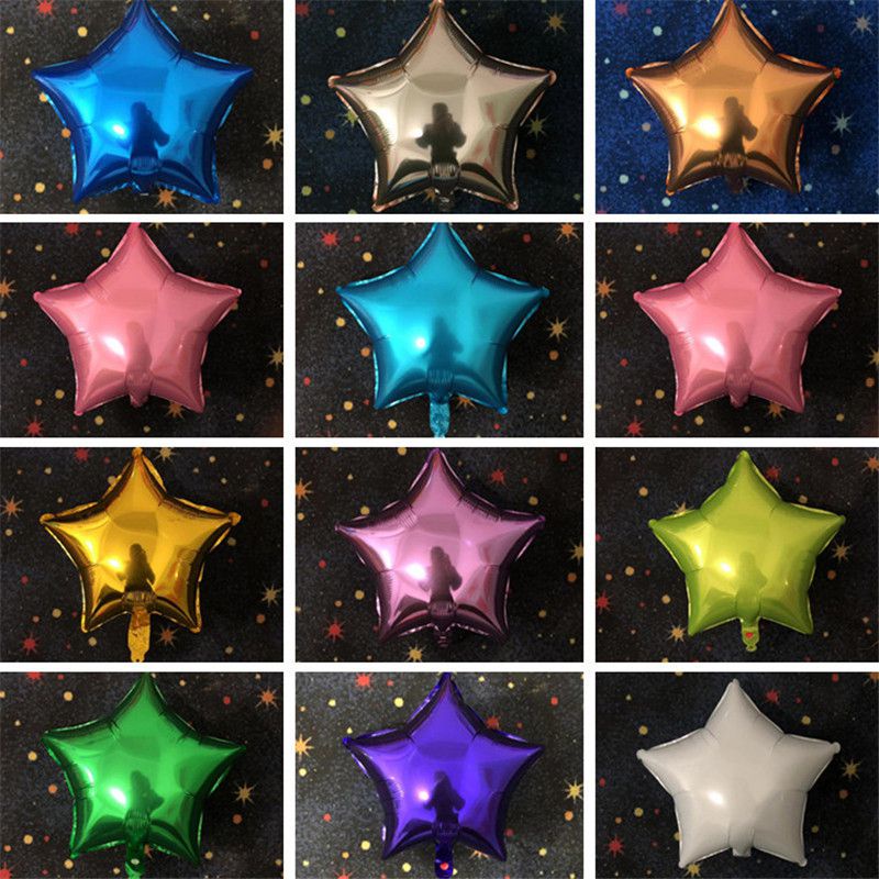 18&quot; Solid Colour Foil Balloons Heart Star Round Shape For Wedding Birthday Party