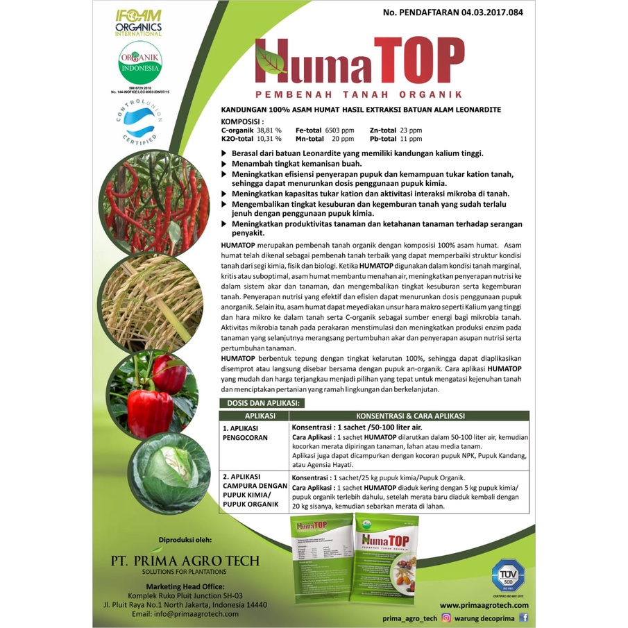 HUMATOP 100 gram Kemasan Pabrik Asam Humat Pembenah Tanah