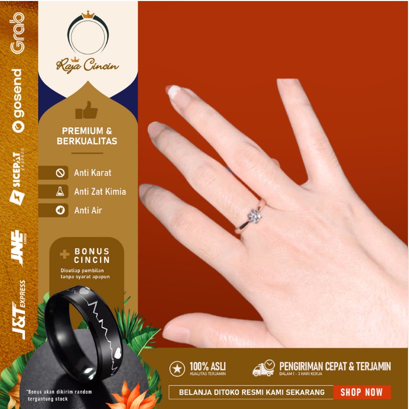 Cincin Titanium Wanita Anti Karat Permata Cewek Korea Elegan Mewah Kekinian 0006D0