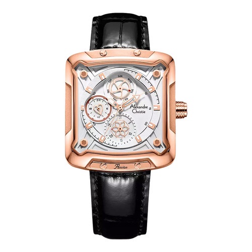 Alexandre Christie AC 3030 BF LRGSLBA Ladies Silver Dial Black Leathe