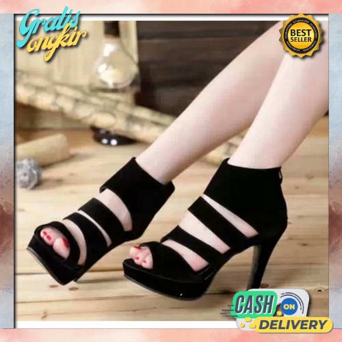High Hils Wanita Hils Wanita Sendal Wanita High Hils Gliter (Kode Vs657 Sandal Hak Tahu Kaca Premium