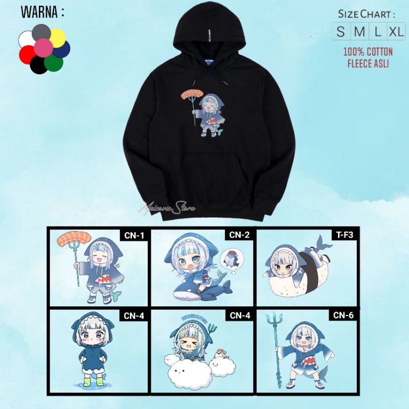 Sweater Hoodie Gawr Gura Anak Unisex/Hoodie Anime Gawr Gura Untuk Anak Perempuan Usia 1-12 Tahun/Jak