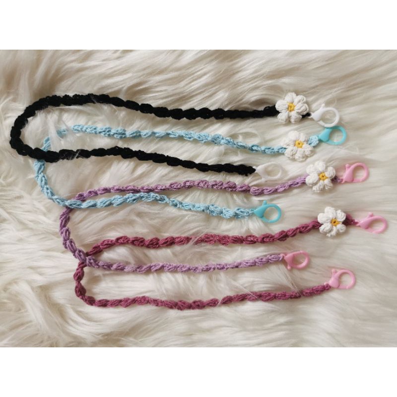 masker strap connector rajut bunga hijab kalung masker tali